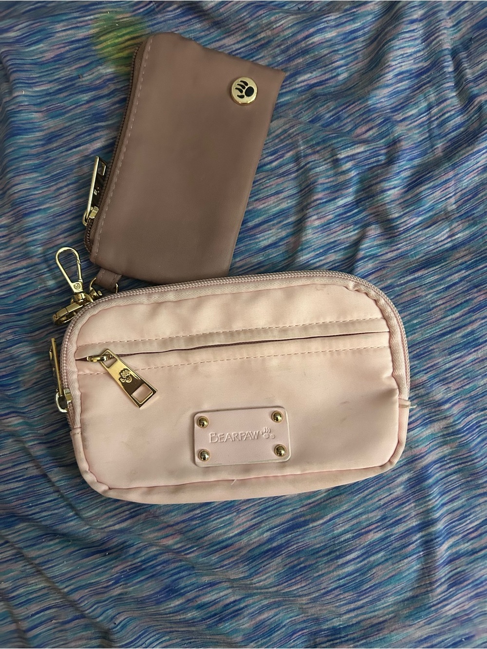 BearPaw Light Pink Cosmetic Crossbody Pouch with Wristlet